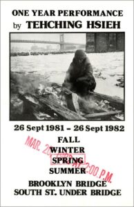Tehching Hsieh: One Year Performance, Outdoor Piece 1981 – 1982 1982 on netflix